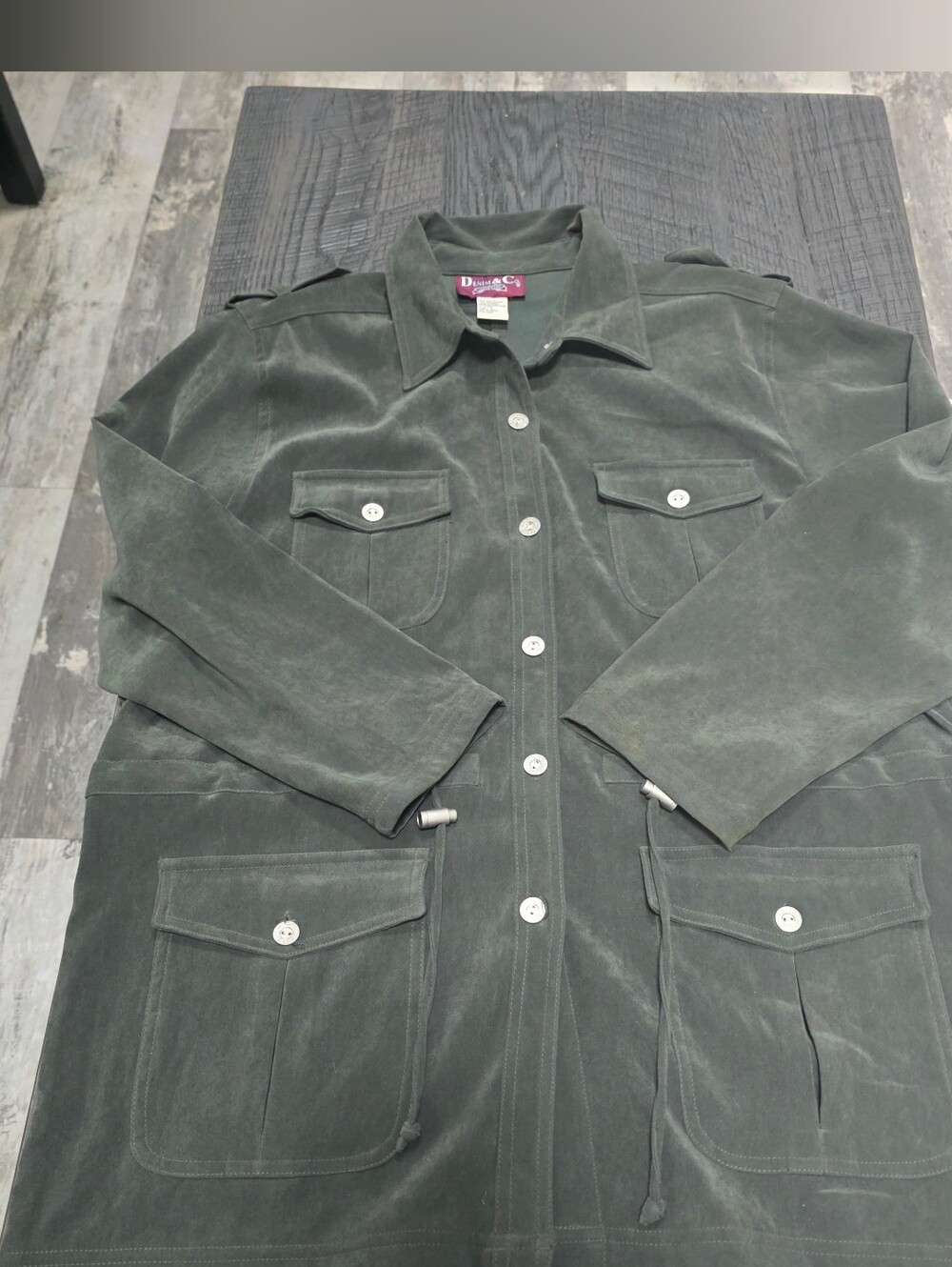 Denim&Co Olive Green Utility Jacket with Drawstring Waist (Size : Large ) - Picture 2 of 6